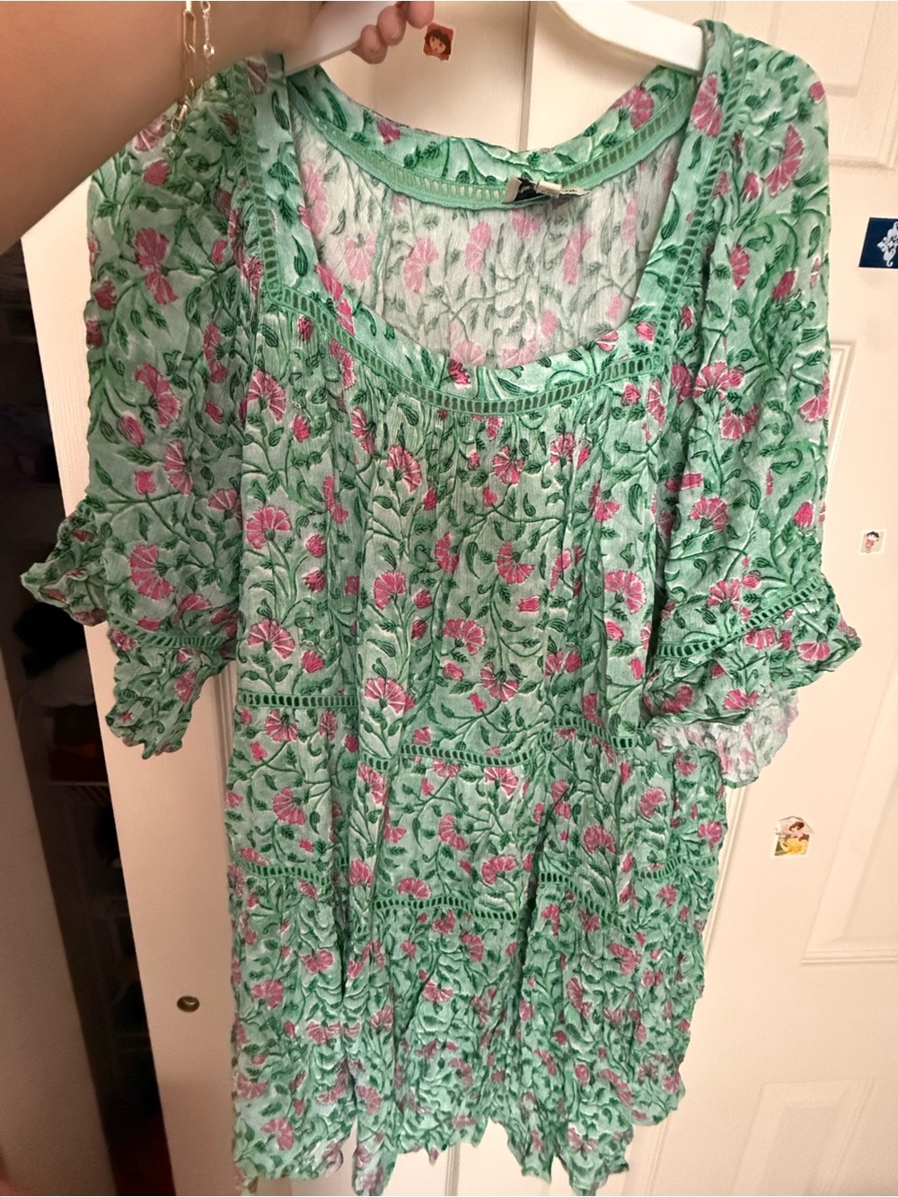 PLAYA LUCILA Light Green Floral Dress with Pink Accents
